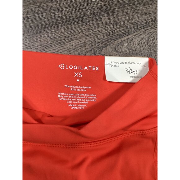 Blogilates Womens Scrunch Bike Short Spicy  Orange Crisscross Workout Size XS - Picture 7 of 7